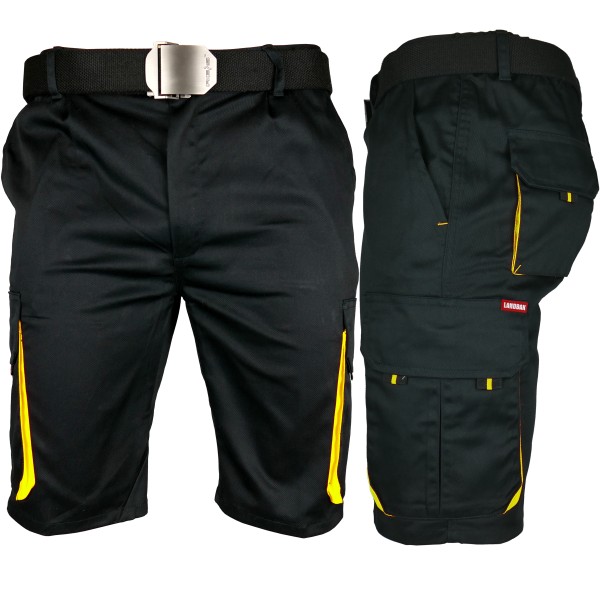 Arbeitshose - Landbax - Stretch - Shorts - Schwarz/Gelb